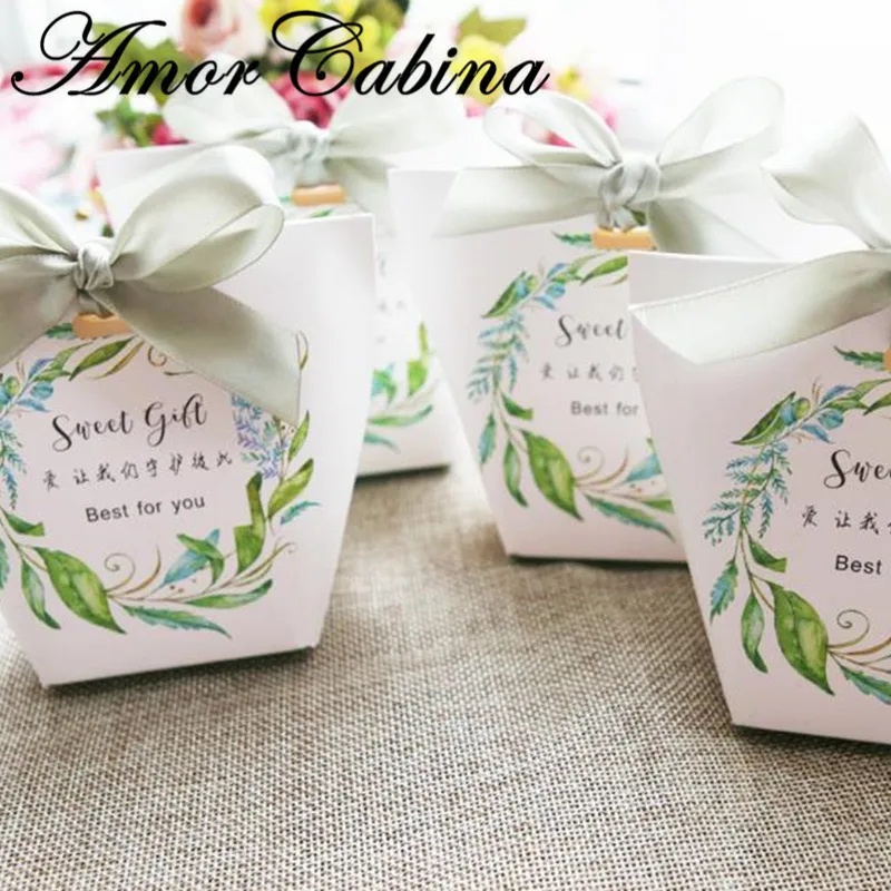 30pcs European small fresh forest leafy flamingo romantic wedding like candy box party gift chocolate bag | Дом и сад