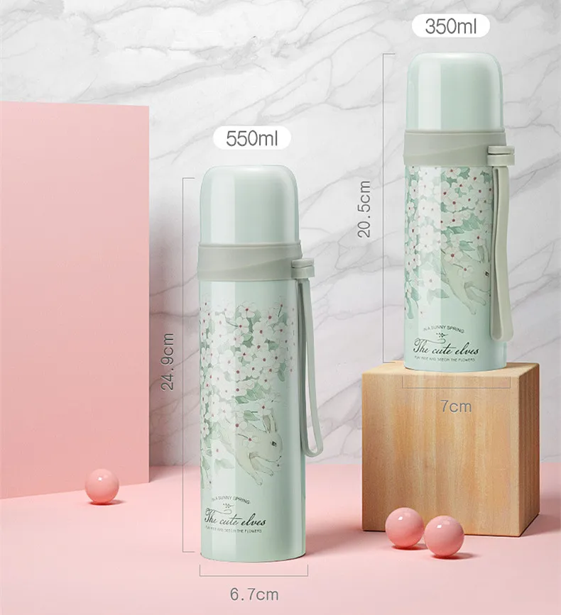 Bpa-Free 350/500 мл, вакуумные колбы Портативный силикагель веревка из нержавеющей стали Термос бутылка для воды мокко Олень Печать термос чашка