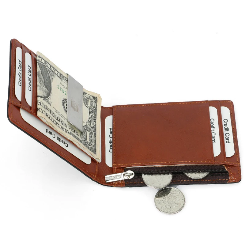 

Men Genuine Leather Wallet Card Holder Male Fashion Purse Small Coin Money Bag Mini Vintage Slim Wallets