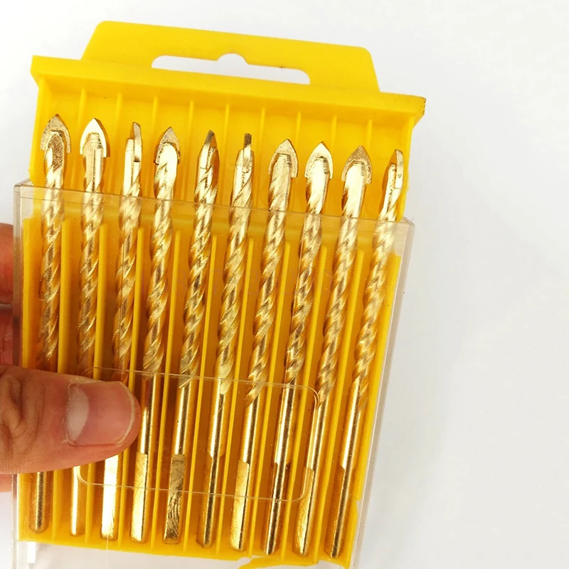 10 шт./компл. титановые позолоченные треугольные сверла 6 мм Деревообрабатывающие
