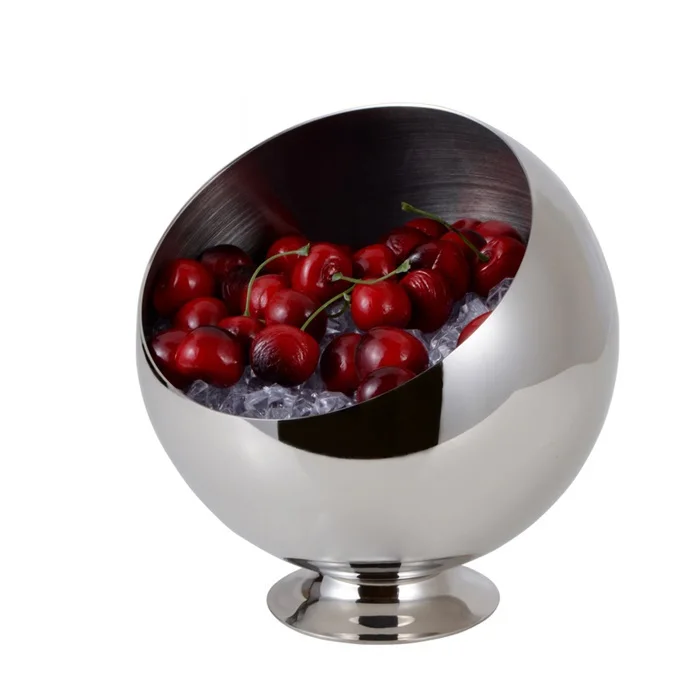 

Fashion Stainless Steel Oblique Mouth Fruits Bowl Decorative Metal Kitchen Storage Organizer Canister Daily Use Tableware Vessel
