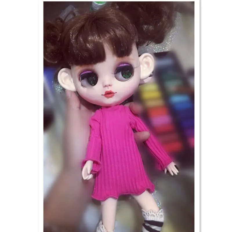 

1/6 Одежда для куклы BJD, аксессуары, Повседневная футболка для куклы Blythe 30 см, аксессуары для одежды куклы, модные топы, Одежда для куклы
