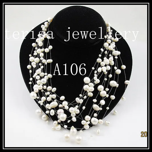 Ожерелье из жемчуга с эффектом иллюзии натурального цвета колье пресноводным