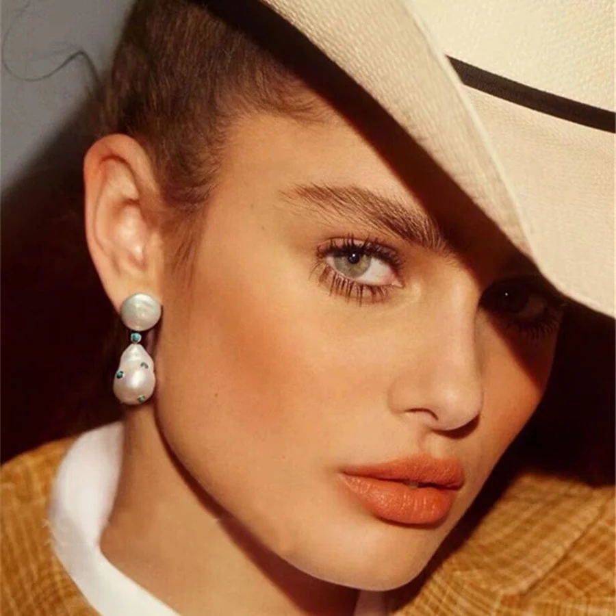 Серьги кисточки с жемчугом в стиле барокко ювелирное изделие Дубае золото 585