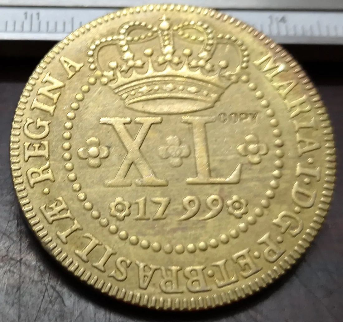 

1799 Бразилия 40 Реис-Мария I медная копия монеты 35 мм