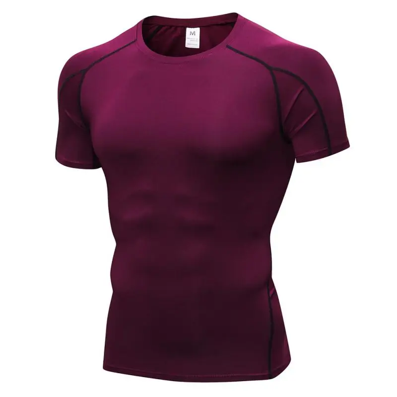 

Summer sports Men's Breathable Skinny Short Sleeve Fitness Sports Running Training Stretch Quick Dry T-Shirt