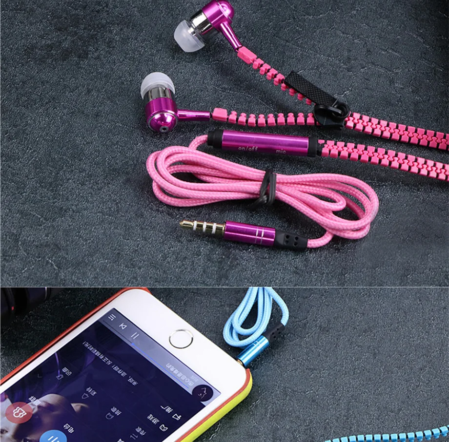 Наушники на молнии, проводные, 3,5 мм, наушники-вкладыши с микрофоном для iPhone Cremallera, гарнитура, головной телефон для Redmi, для huawei