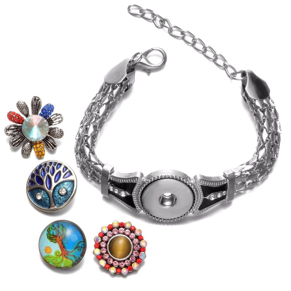 12pcs/lot Blue Series Theme Beautiful Exotic Pattern 18mm Snap Button Charms For Snaps Bracelet Jewelry KZ0630 | Украшения и