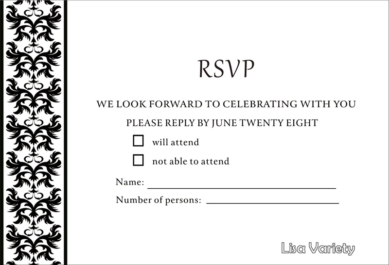 Personalized RSVP Card with Free Envelope for Wedding / Party 50 pcs/lot R18 | Дом и сад