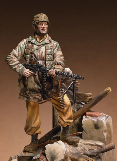 Неокрашенный комплект 1/18 90 мм Fallschirmjager soldier 1944 фигурка историческая из Смолы