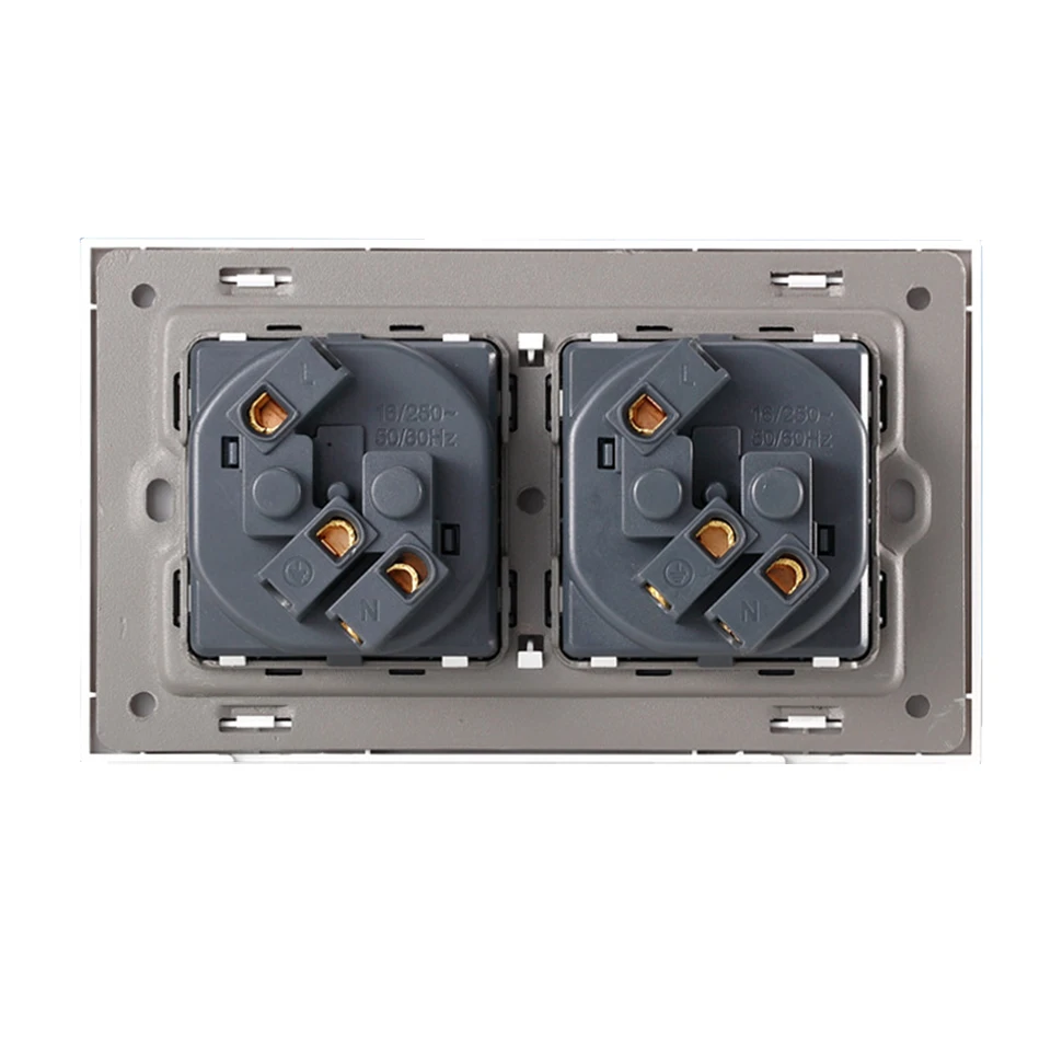 ЕС Стандартный стены Мощность двойной разъем адаптера, 16A 250V электрические двойной выход переключатель 146 мм* 86 мм, ПК, Панель, белый