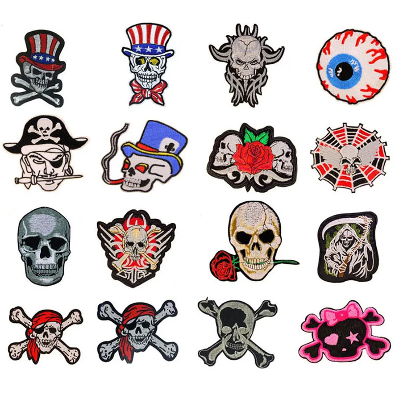 PF Mixed Embroidered Patches Star Heart Letter Skull Applique Iron on Patch for Clothing Fabric Sticker Application Backpack | Дом и сад