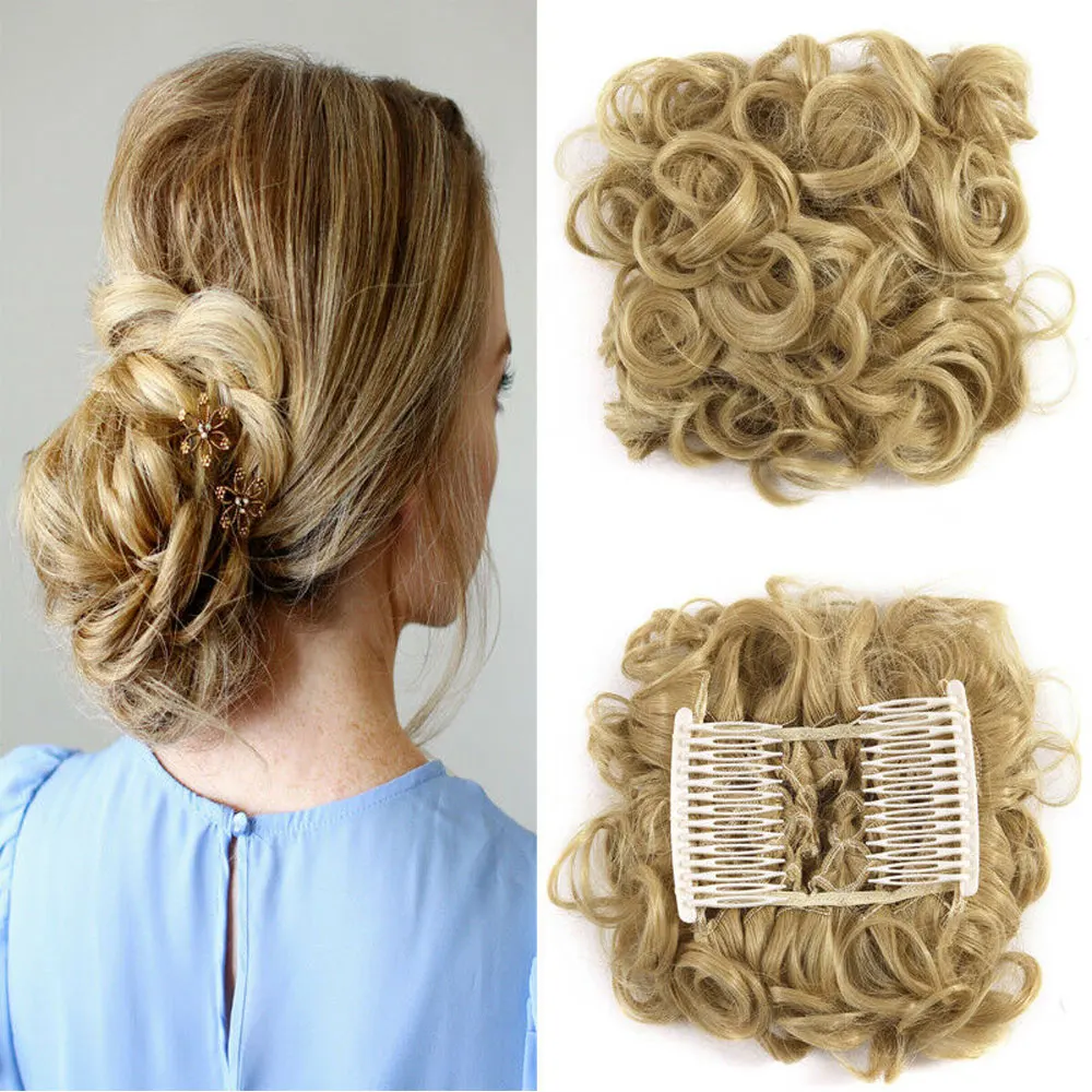 Большой гребень клип в вьющихся волос кусок шиньон Updo свадебное украшение для волос расширение Булочка Аксессуары для укладки