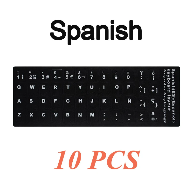 Spanish-10 PCS 10 шт русский/английский/французский ПК Клавиатура Наклейка ПВХ матовая/глянцевая алфавитная раскладка ноутбук ПК настольная клавиатура наклейка - Цвет: Spanish-10 PCS