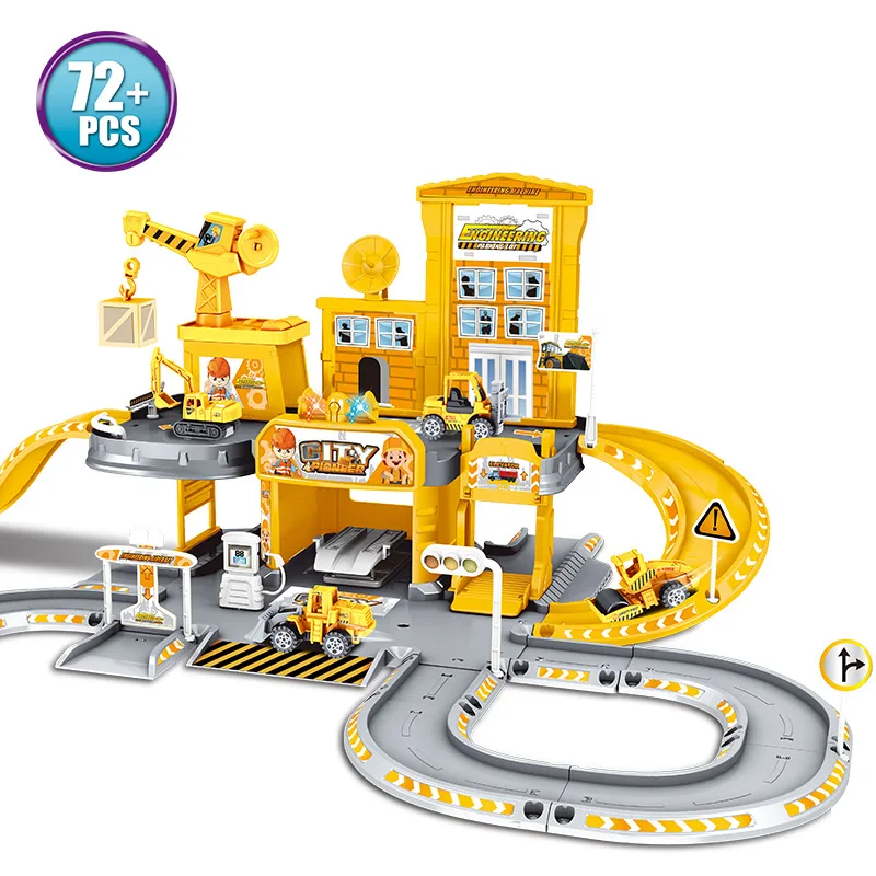 69914 3D City Police Station Railway Alloy Car Play Engineering Fire Truck Track Car DIY Model Building Kits Assembly toys for kids - Цвет: 69914