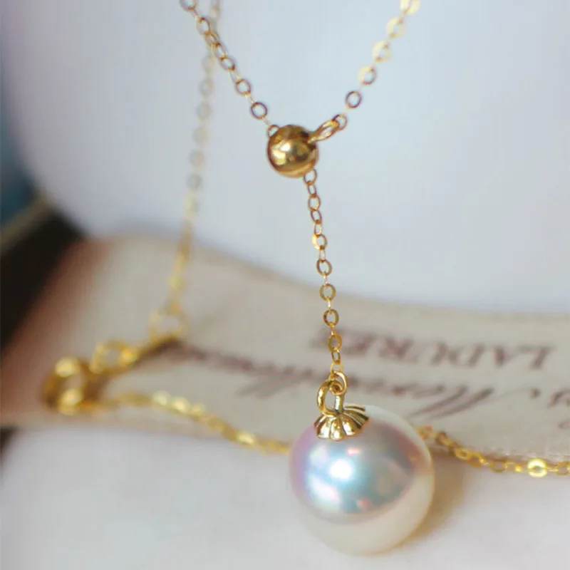 Sinya трендовая многофункциональная Подвеска 18k Au750 золотое ожерелье с натуральным жемчугом для женщин девушек lover Y Стиль Регулируемая цепь