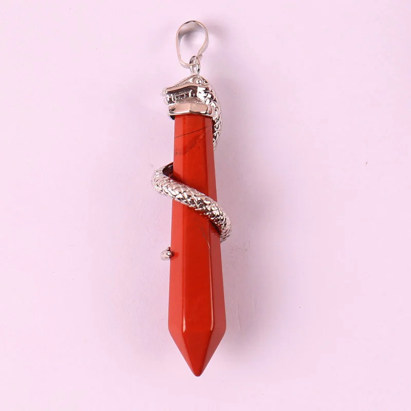 Red Jasper Натуральный камень красный Jaspe бисера кулон змея ювелирные изделия 1 шт K2010 - Окраска металла: Red Jasper