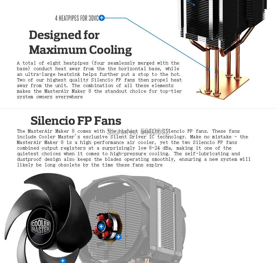 Cooler Master MAZ-T8PN-418PR-R1 MAKER8 высококлассный кулер для процессора 8 тепловых трубок Duplo 14 см светодиодный вентилятор охлаждения для intel 115X2011 AMD