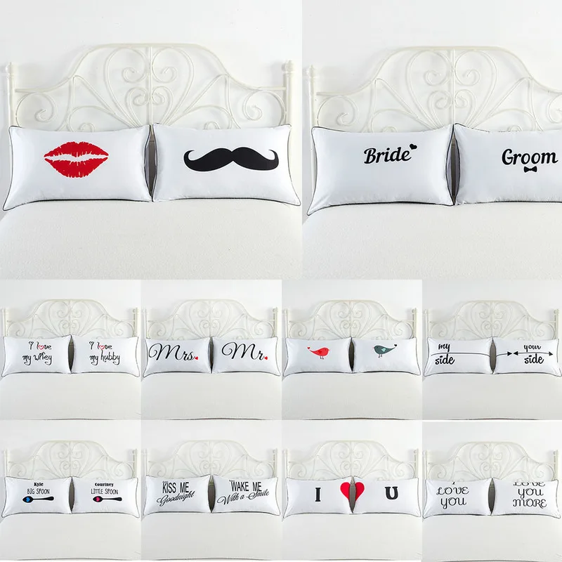 Enipate 1 пара Королева Король Наволочка декоративная Подушка Крышка простой дизайн