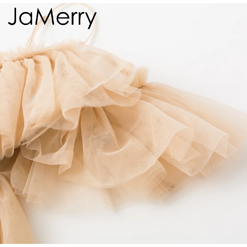 JaMerry, винтажная, сексуальная, boho, сетчатая блузка, рубашка, женская, повседневная, одноцветная, с рюшами, рукав, элегантные топы, летние, на шнуровке, для девушек, blusas