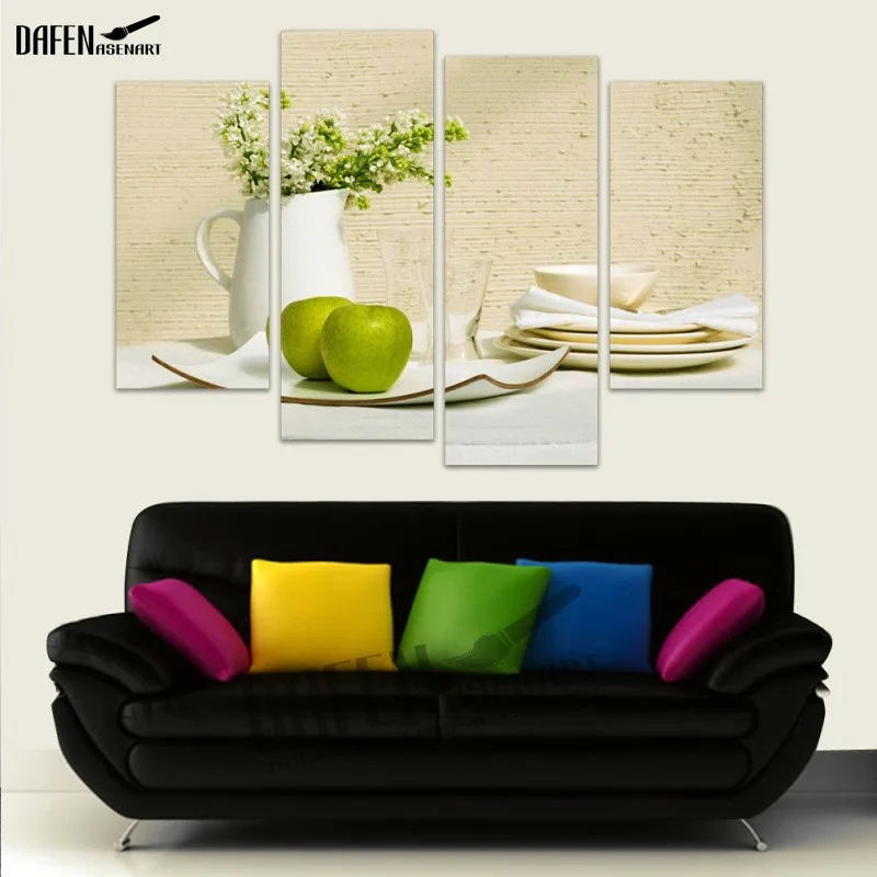 4 панели кухонный декор с фруктами холст абстрактная живопись на стене подвесная