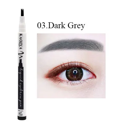03-dark grey KAQIYA, 3 цвета, эскиз, жидкая, микроблейдинг, ручка для бровей, водостойкая, стойкий, коричневый цвет, для бровей, тату, краска, оттенок бровей - Цвет: 03-dark grey
