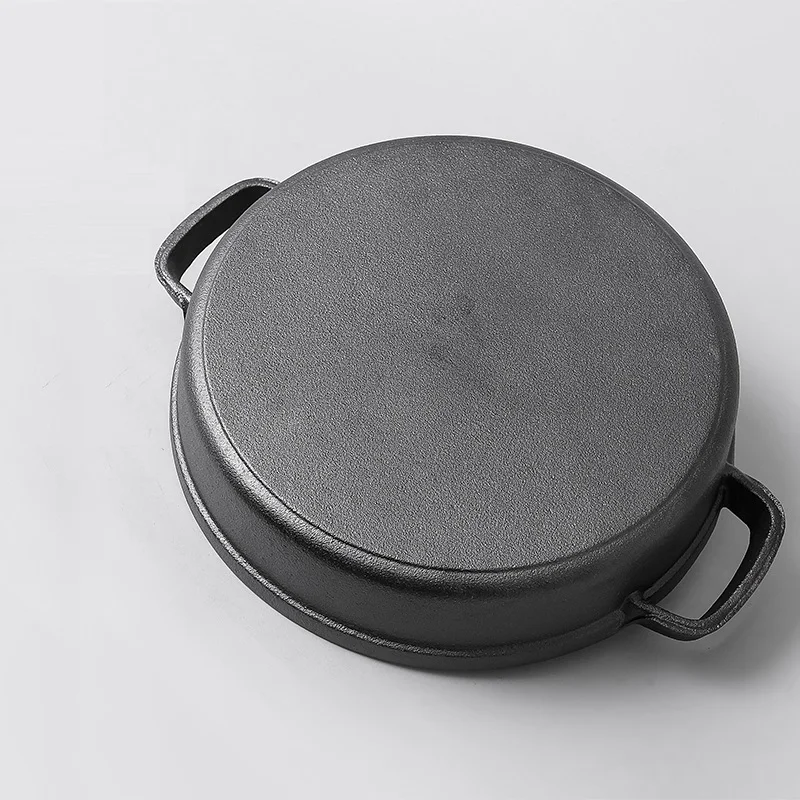 Высококачественная чугунная сковорода с плоским дном 35 см старомодная ручная