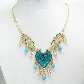 Blue Necklace Новая подвеска для косплея Аладдин ожерелье Принцесса Жасмин ожерелье - Окраска металла: Blue Necklace