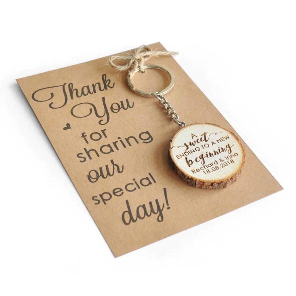 Персонализированный Деревянный брелок свадебные сувениры открытки с