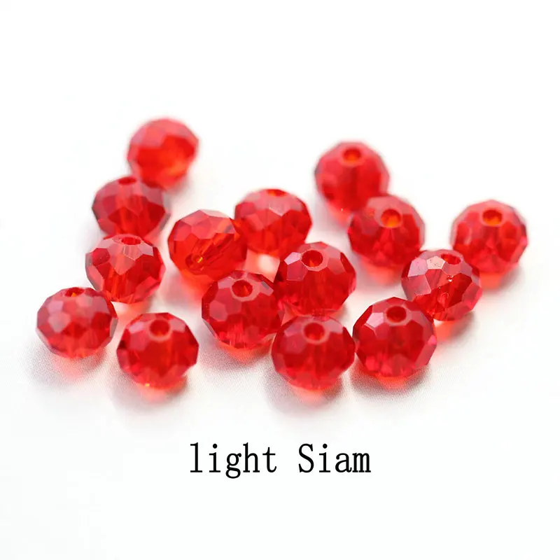 light siam Большая распродажа 6-8 мм круглые Кристальные бусины разноцветные шармы стеклянные свободные бусины для изготовления украшений о - Цвет: light siam