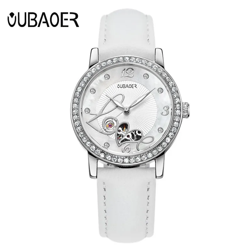 Brand Luxury Rose Gold Women Watches Ladies Mechanical Clock Girl Casual Watch Women OUBAOER Wrist Watch Montre Femme