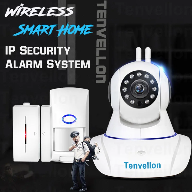 Охранная сигнализация, wifi, ip-камера, система безопасности, камера наблюдения с 1 шт., беспроводной дверной датчик, сигнализация, 1 шт., PIR детектор