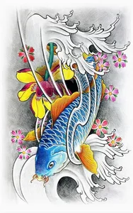 Цветные временные тату-наклейки с рыбками, водонепроницаемые боди-арт большого размера, искусственная татуировка на руку, грудь, плечи для мужчин