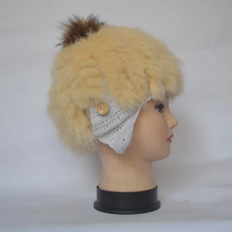 Осенне зимняя вязаная шапка из кроличьего меха|Женские Skullies и шапочки| |