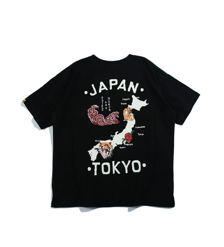 Японская уличная летняя модная футболка с коротким рукавом Мужская в стиле