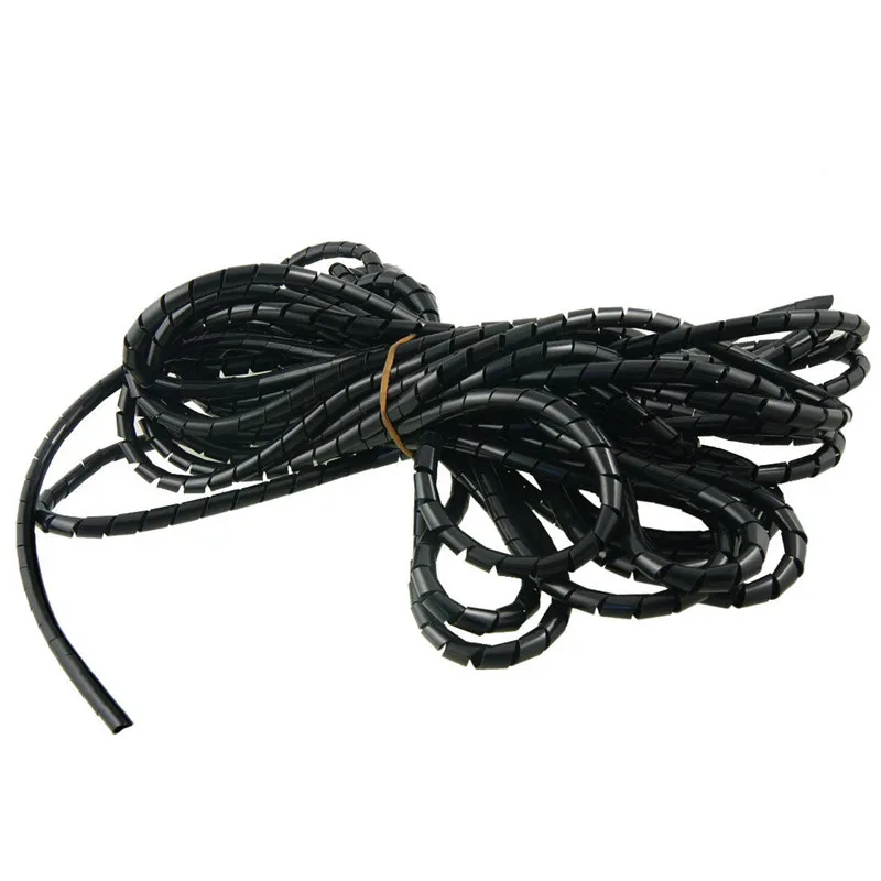 

8mm Spiral Cable Wire Wrap Tube Computer Manage Cord clear (12M) Black