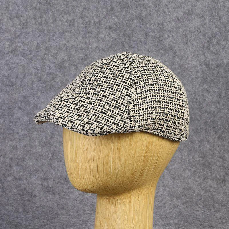 Полный льняного трикотажа Козырек Кепка шляпа с полями для женщин и мужчин