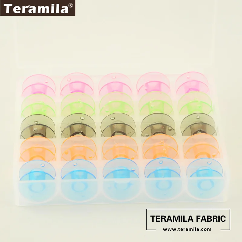 Colorful 25 Grid Clear Storage Case Box With 25Pcs Empty Bobbins Spool for Brother Janome Singer Elna Sewing Machine|box box|box storage boxbox clear