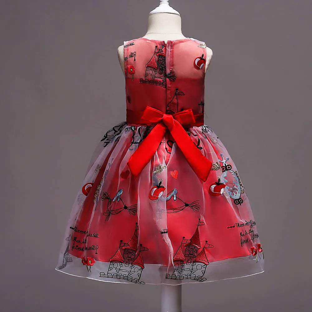 Spring Children Little Girls Boutique Clothing Sleeveless Full Cartoon Pattern Deep Purple Blue Pink Orange Dresses | Детская одежда и