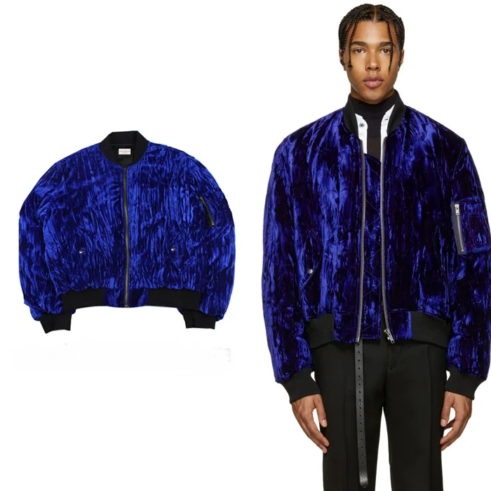 2017 fashion Kanye West Oversized Jackets Vintage Wine Red men women Velvet Fabric Pleated Sleeve Designer Bomber Jacket Coats | Мужская
