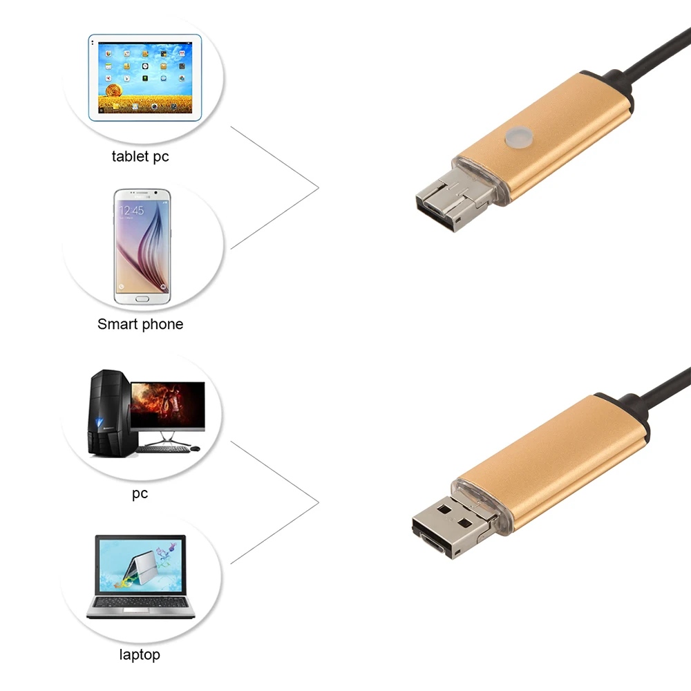 JCWHCAM 5 мм м USB Android эндоскоп бороскоп Инспекционная камера HD 6 светодиодов