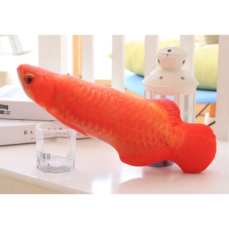 Red dragon fish Игрушка для домашних животных, кошек, милых рыб, игрушка для жевания, плюшевая мягкая рыба С Кошачьей Мятой, котенок, интерактивный подарок - Цвет: Red dragon fish