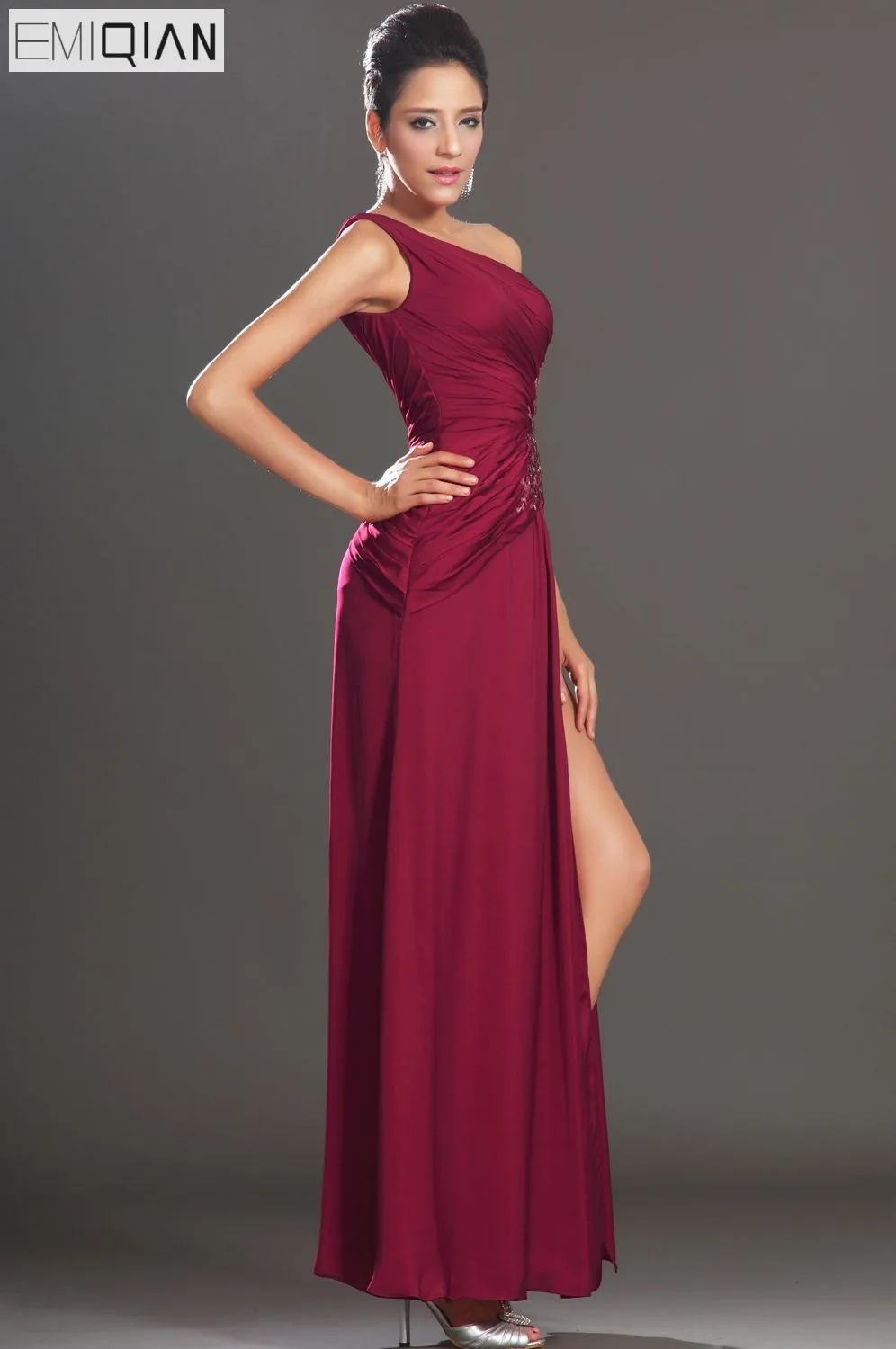 Бесплатная доставка новое поступление великолепное бордовое вечернее платье на
