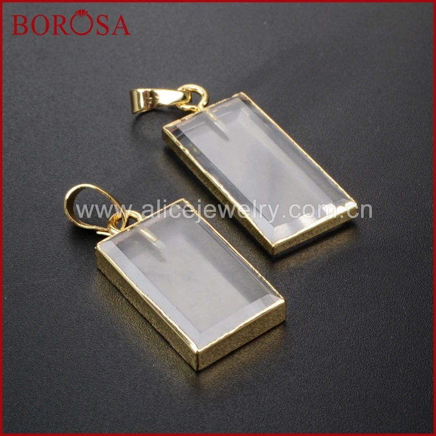 Женские прямоугольные Подвески BOROSA 8 шт. золотистого цвета граненые с