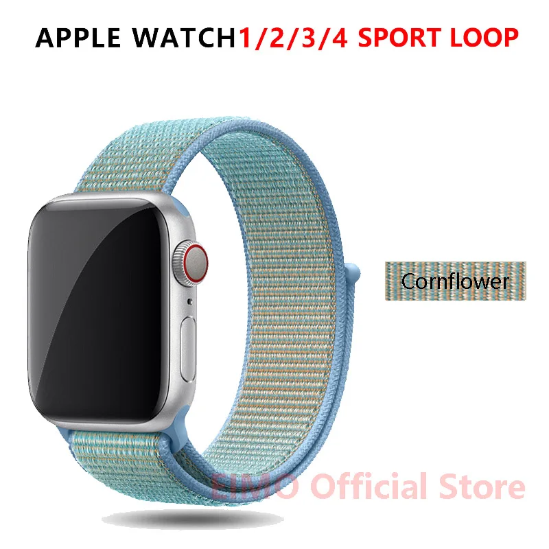 Cornflower EIMO ремешок для Apple Watch ремешок 44 мм 40 мм Apple Watch 4 5 3 2 1 iwatch ремешок 42 мм 38 мм Спортивная петля нейлоновая петля браслет ремешок для часов - Цвет ремешка: Cornflower