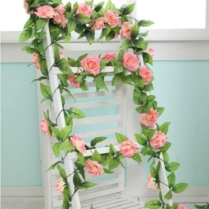 2.45m Simulation Big Roses Cane Silk Flower Pipe Restaurants Balcony Decoration Door Lintel Romantic Wedding | Дом и сад