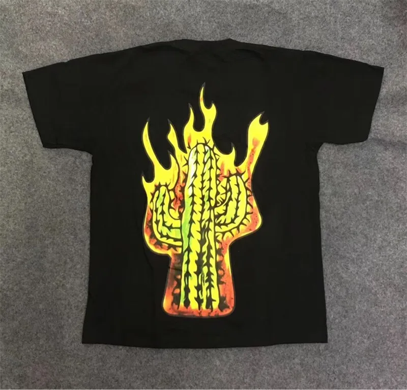 Мужская и Женская Повседневная футболка 19SS Stroke My Flaming Cactus Astroworld 1:1 лучшее качество