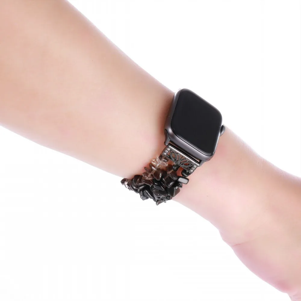 Браслет из натурального агата с драгоценными камнями для Apple Watch, ремешок 38 мм, 40 мм, 42 мм, 44 мм, аметист, ремешок для iWatch серии 1, 2, 3, 4 ремешка