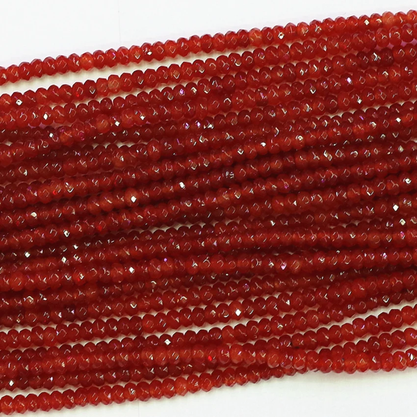 Модные Красные граненые бусины из натурального камня Carnelian Agat 2x4 мм ювелирные