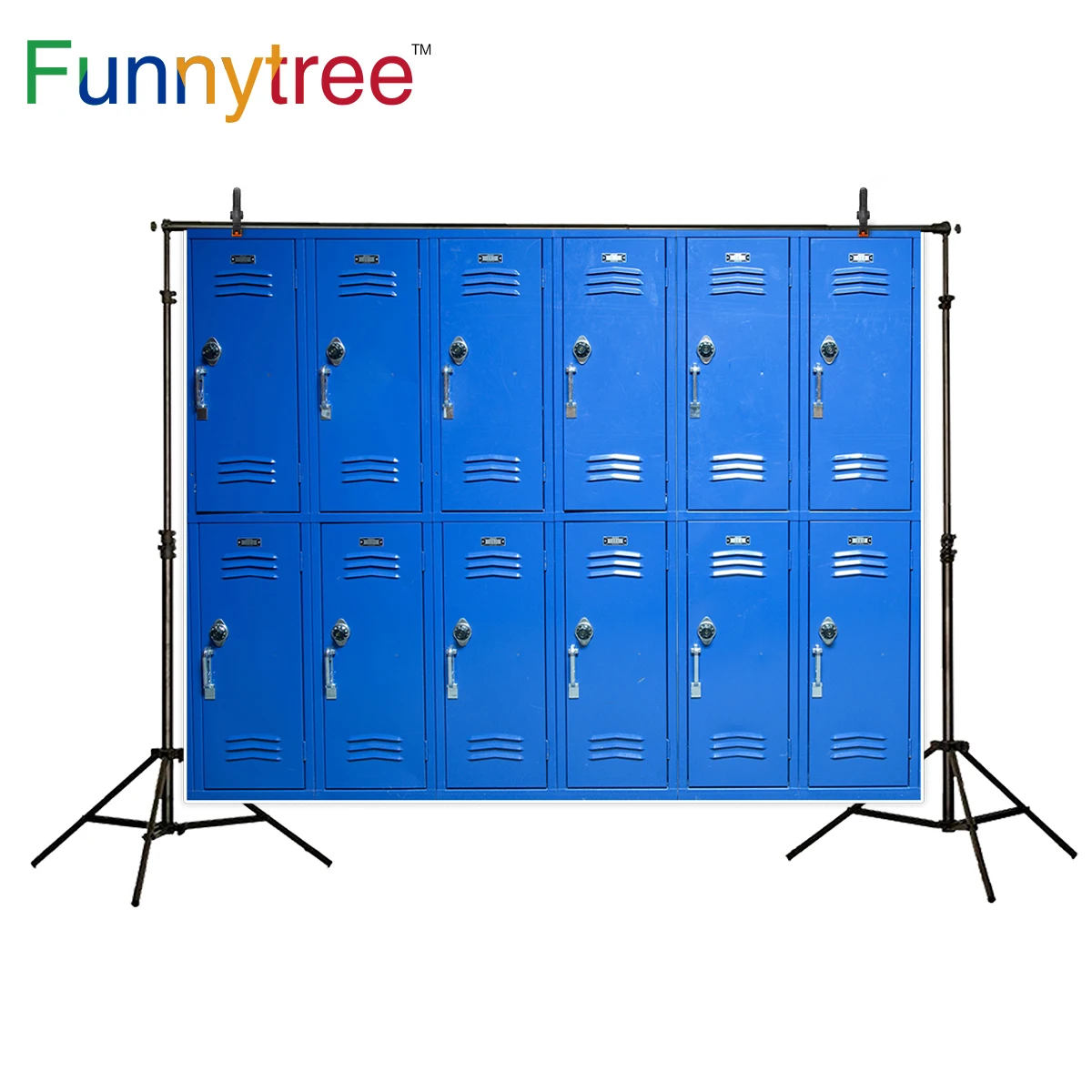 Фон Funnytree для фотосъемки синий фон в стиле школьных шкафчиков фотореквизит